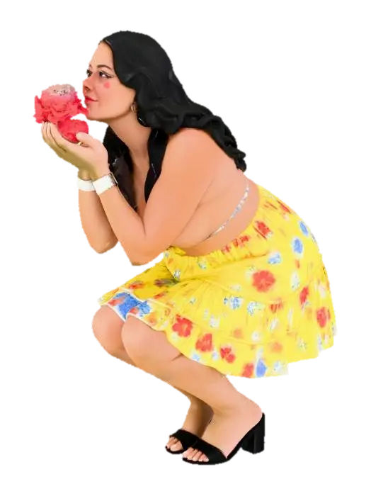 Lady in Yellow with Flowers 3D model, vytvořený pomocí AI