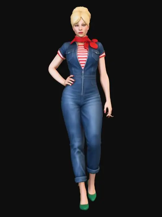 3D model for Retro Pin-Up Style Character