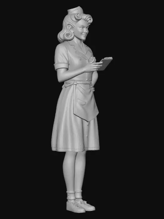 3D model for Waitress in Pink Dress