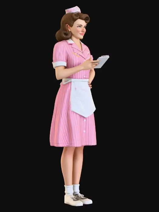 3D model for Waitress in Pink Dress