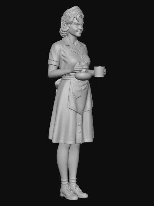 3D model for Waitress in Teal