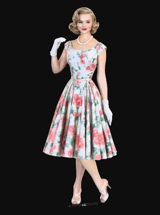 3D model for Mid-Century Floral Elegance