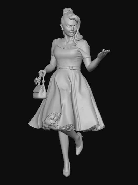 3D model for 1950s Blue Swing Dress