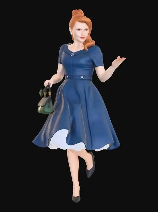 3D model for 1950s Blue Swing Dress