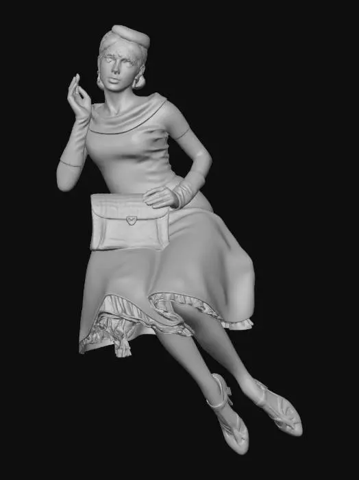 3D model for Mid-Century Red Dress in Motion