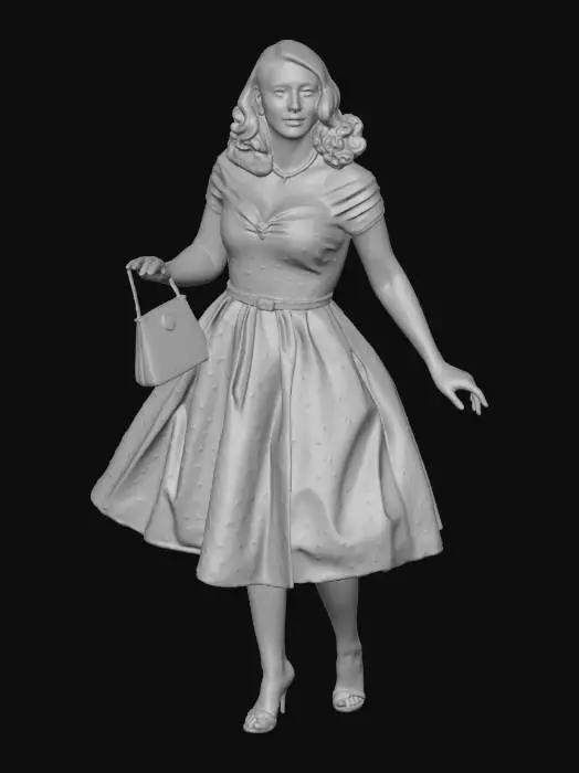 3D model for Retro pink polka-dot dress