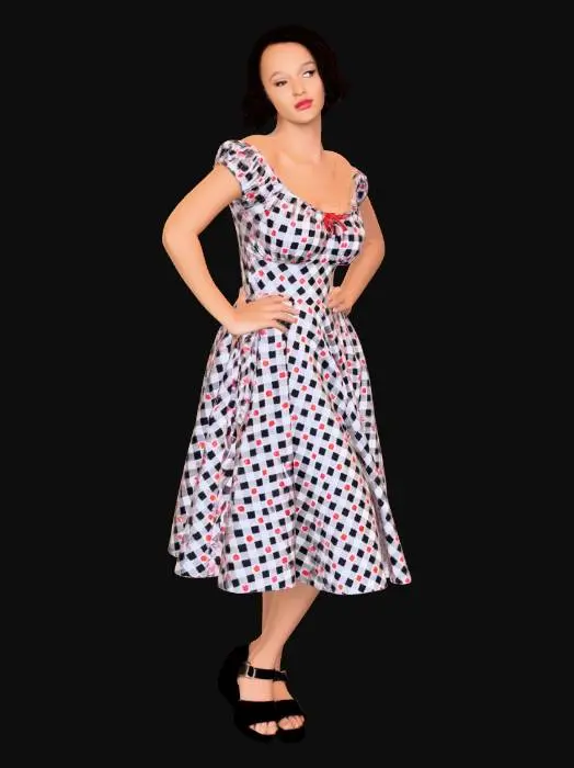 3D model for Gingham Hearts Pinup Dress