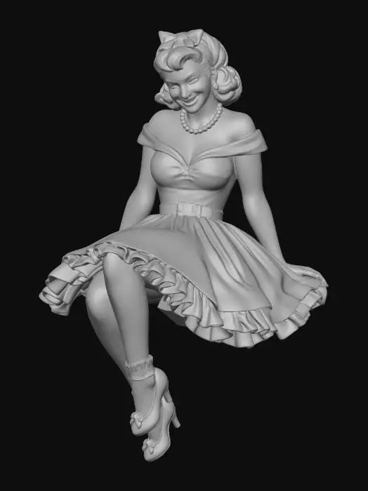 3D model for Pin-Up Girl in Red Polka Dot Dress