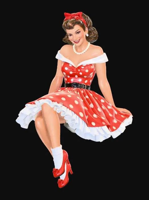 3D model for Pin-Up Girl in Red Polka Dot Dress