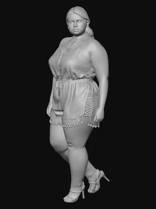 3D model for Navy Floral Lace Romper with Tassel Hem