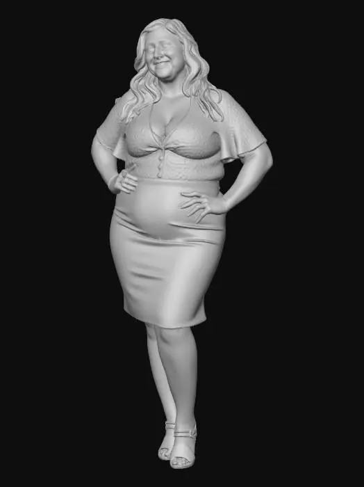 3D model for Leopard Print Blouse with Burgundy Pencil Skirt