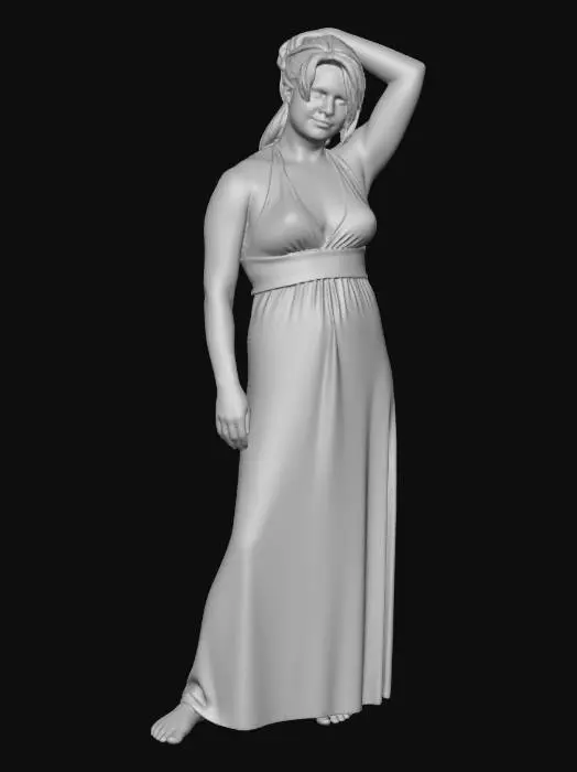 3D model for Orange Feather Print Maxi Dress