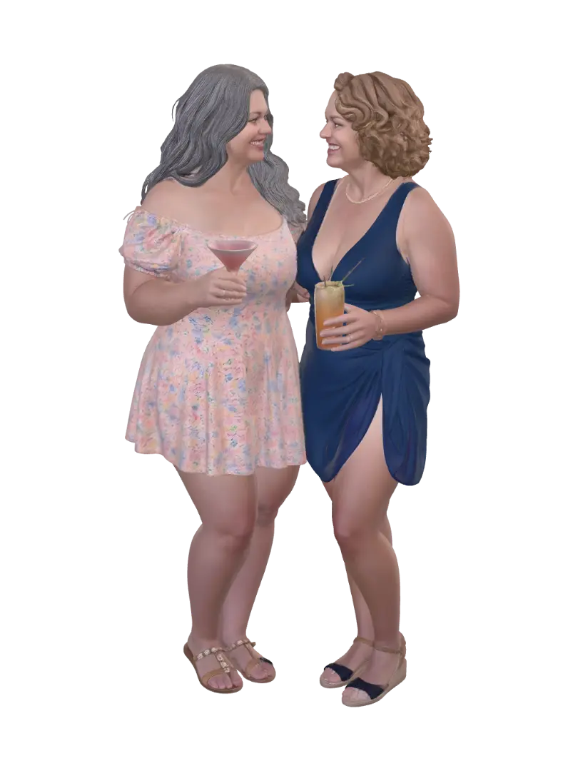 2 Ladys - Goldenhour 3D model, vytvořený pomocí AI