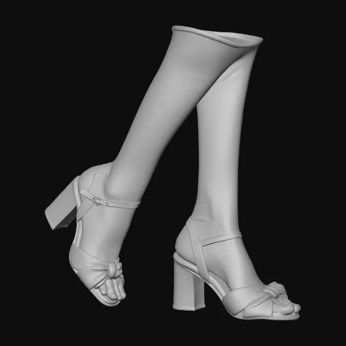 3D model for White Bow-Front Block Heel Sandals
