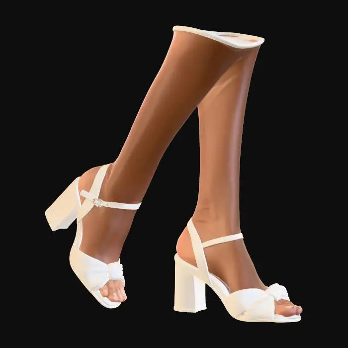 3D model for White Bow-Front Block Heel Sandals
