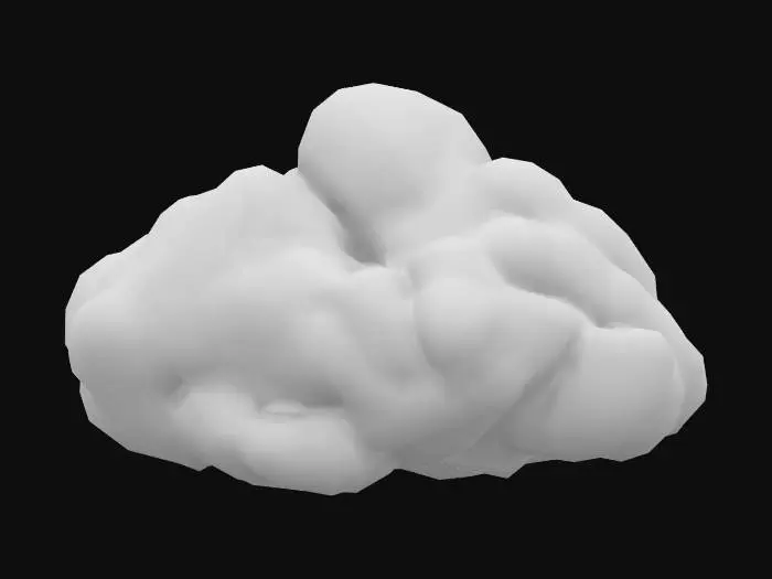3D model for Create a gently swirling, medium-gray storm cloud that’s not too dark. Radiating a soft bluish-white glow. Keep the overall style semi-realistic, ensuring the cloud’s shape and color feel stormy yet lighter in tone.