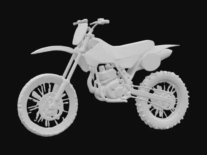 3D model for Design a classic Yamaha YZ80 motocross bike, focusing on its compact frame, single-cylinder engine, and lightweight off-road structure. Include detailed suspension forks, knobby tires, and a slightly elevated seat for an aggressive stance. Emphasize the smaller fuel tank and distinctive motocross handlebar setup. Add a front number plate and rear fender for that iconic dirt-bike look.