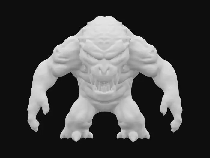 3D model for #game figure#, Design a realistic, highly-detailed interpretation of an angry Creeper from Minecraft, adapted into a lifelike, organic form. Model it standing upright with a muscular yet unsettling body structure, textured with scaly, mottled green skin. Clearly define its haunting expression with deep-set glowing eyes and a wide, menacing mouth poised as if ready to explode. Showcase detailed skin textures, veins, and realistic proportions, capturing a terrifying and vivid presence.