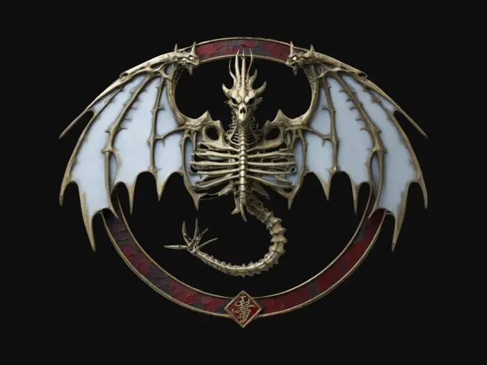 3D model for #emblem#,  Dragon skeleton emblem