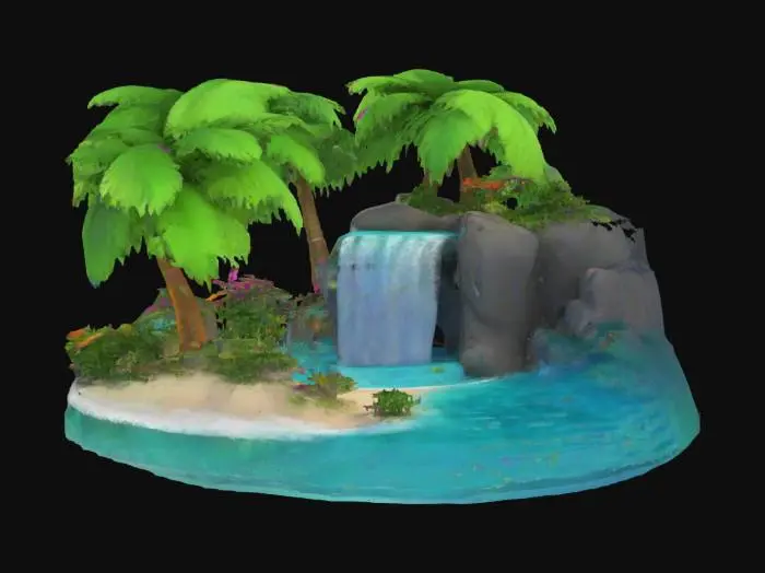 3D model for #ocean#, fantasy island, amazing, beautiful, colorful