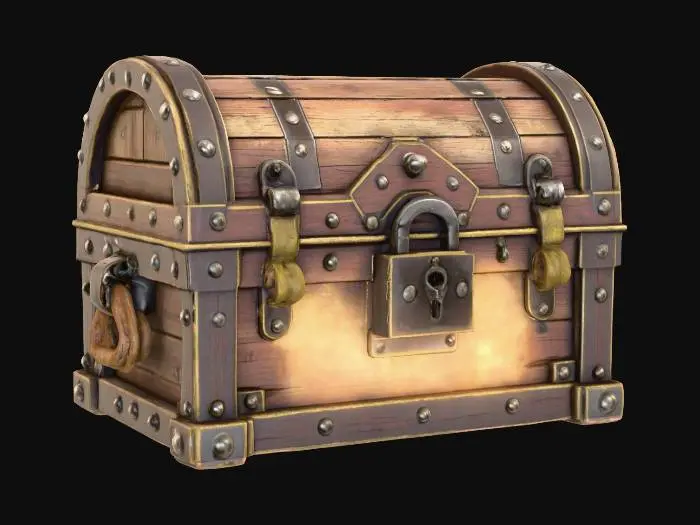 3D model for A warn Treasure Chest, #PBR#