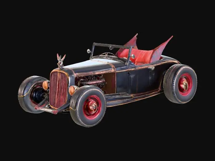 3D model for convertible, Rat Rod with a Dracula theme details and paint job. #Halloween2025#,