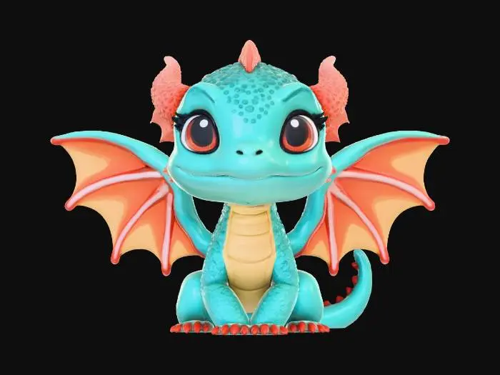 3D model for Cute flying dragon
