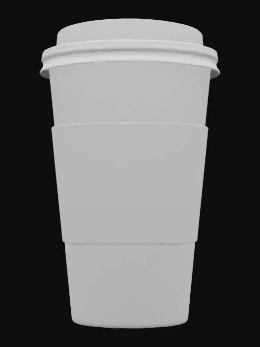 3D model for Generate a realistic Starbucks-style coffee cup with a snug cardboard sleeve and a standard plastic lid. Include the iconic green Starbucks logo on the sleeve, a paper cup body sized similarly to a grande or venti, and a visible coffee surface or whipped cream at the top. Keep proportions and details authentic
