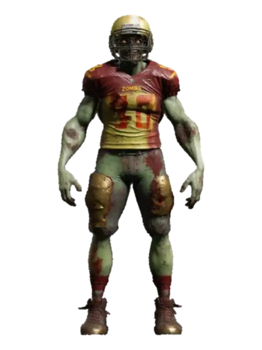 Design a terrifying zombie football player wearing a tattered and bloodstained San…-3D-modell, genererad av AI