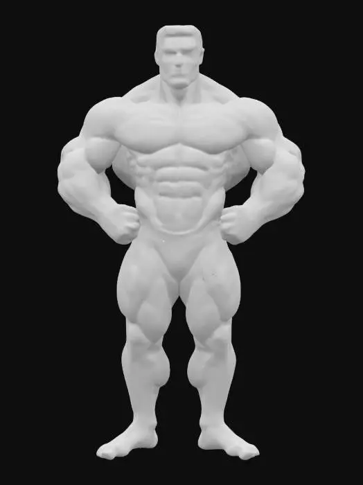 3D model for #game figure#, Create a highly realistic, detailed 3D model of Arnold Schwarzenegger in his classic bodybuilding prime, performing a confident front double-bicep pose. Clearly define muscular anatomy, proportionate physique, and iconic facial features. Include realistic skin textures, subtle veins, accurate muscle definition, and detailed hair styling, capturing Arnold’s legendary, confident expression in bodybuilding competition form.