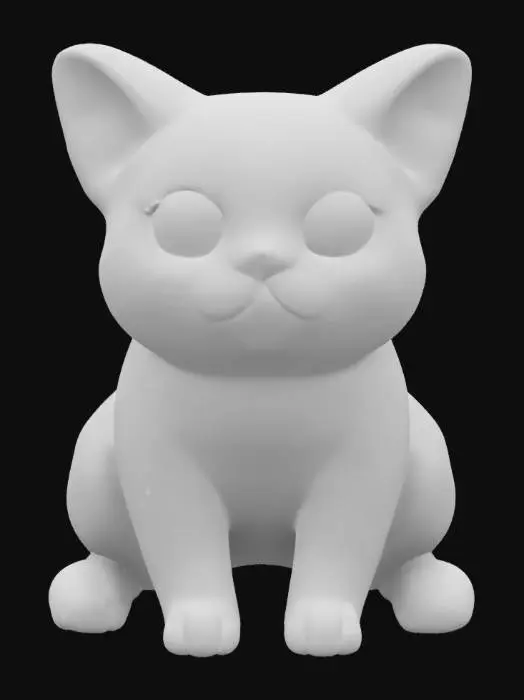3D model for #fairy#,  A whimsical fairy Neko Atsume-style cat with a plump, round body and gentle, cartoonish proportions. Big expressive eyes, cheerful rounded face, triangular ears, and cute, delicate fairy wings sprouting elegantly from its back. Pose the cat playfully seated, tail curled around gently. Include subtle fairy-like elements like antennae or tiny floral details. Smooth curves and soft edges, optimized for playful aesthetics, ready for delightful fantasy-themed animations or VR environments.