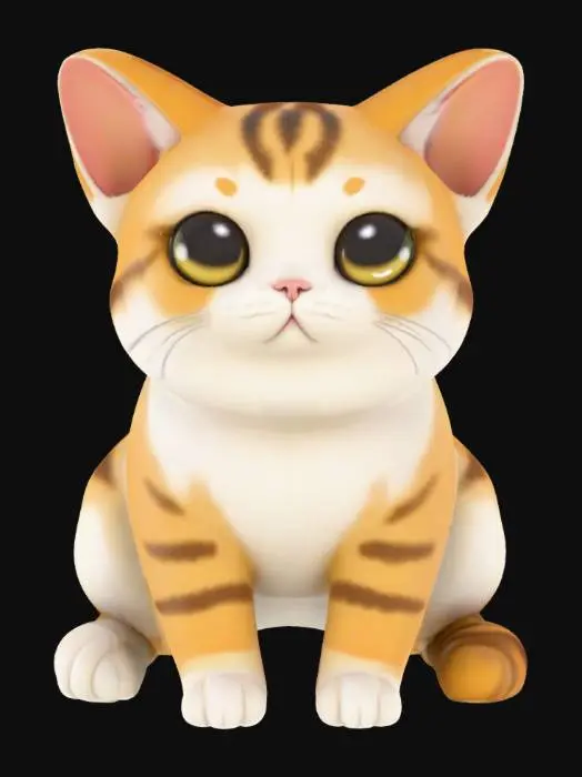 3D model for #fairy#,  A whimsical fairy Neko Atsume-style cat with a plump, round body and gentle, cartoonish proportions. Big expressive eyes, cheerful rounded face, triangular ears, and cute, delicate fairy wings sprouting elegantly from its back. Pose the cat playfully seated, tail curled around gently. Include subtle fairy-like elements like antennae or tiny floral details. Smooth curves and soft edges, optimized for playful aesthetics, ready for delightful fantasy-themed animations or VR environments.