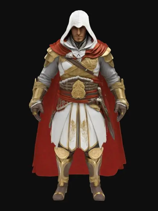 3D model for assassin's creed Ezio Auditore In fancy Gold and white armor