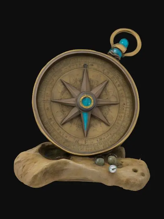 3D model for #ocean#, A majestic oceanic relic shaped like an oversized, ancient compass, .