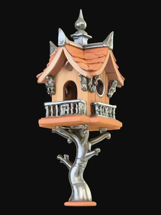 3D model for very detailed, fancy Bird house #PBR#