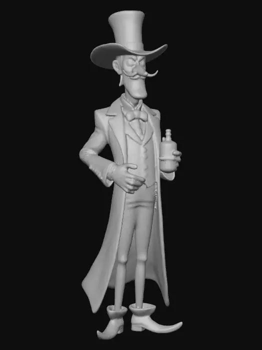 3D model for Pixar style snake-oil salesman, #villain#