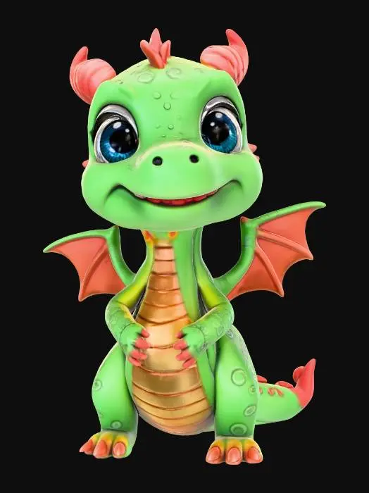 3D model for cute little dragon, Pixar style