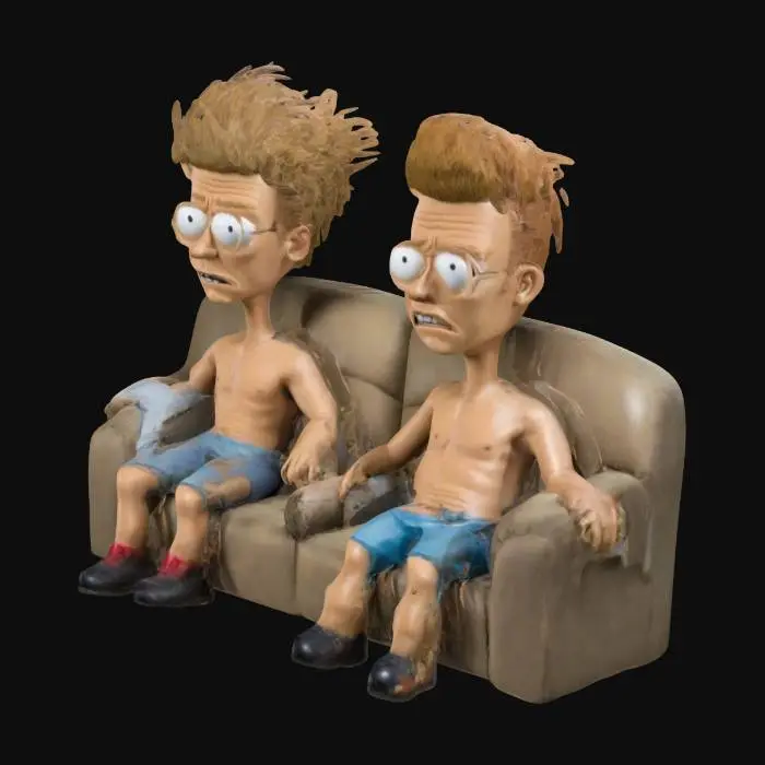 3D model for Beavis and Butthead sitting on their couch