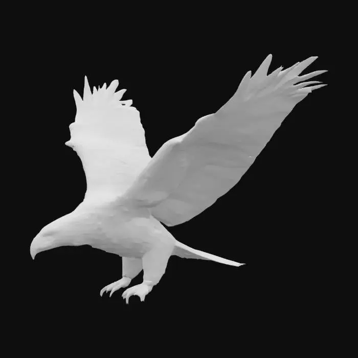 3D model for #AroundTheWorld#, A powerful Bald Eagle in flight, realistic, detailed