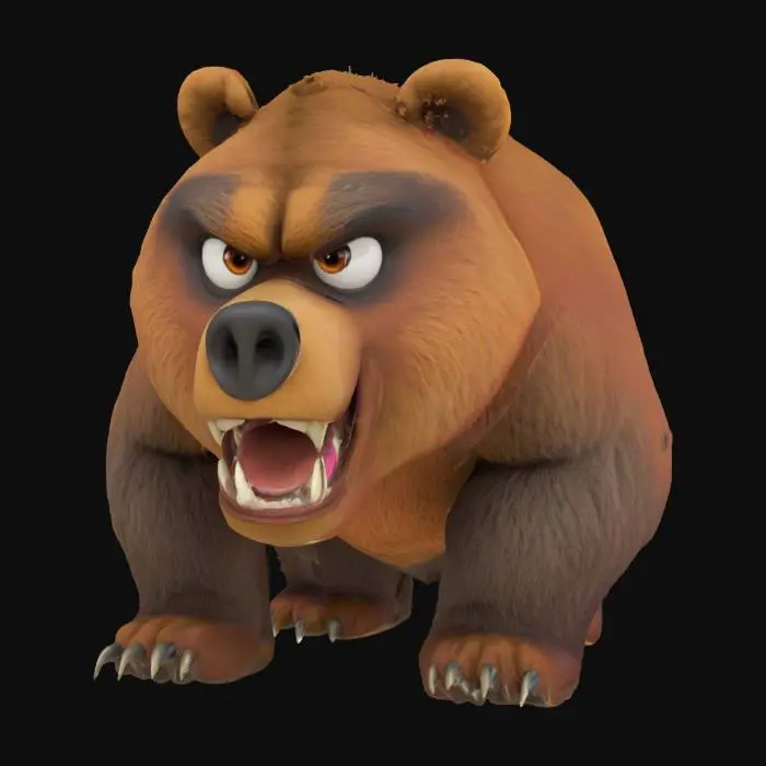 3D model for Pixar style mean grizzly bear
