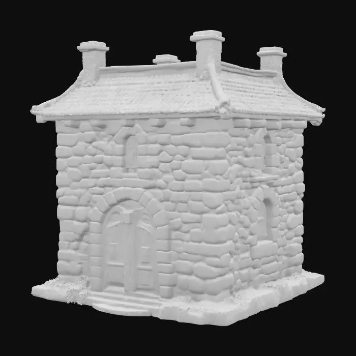 3D model for classical rock house, detailed