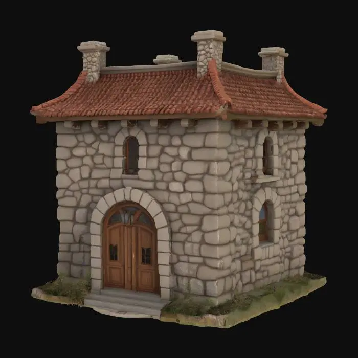 3D model for classical rock house, detailed