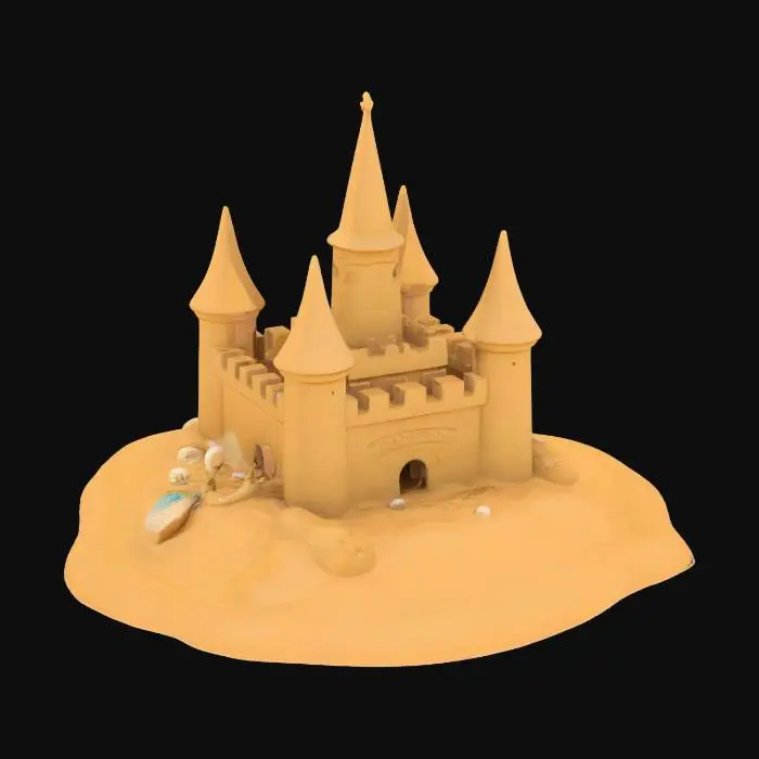 3D model for #ocean#, nice sandcastle, detailed