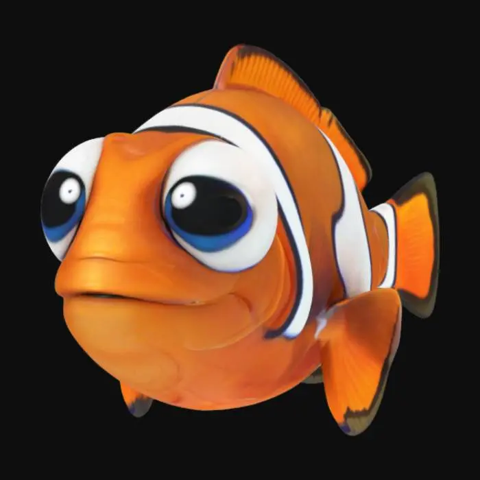 3D model for Smiling Clownfish Character, #ocean#