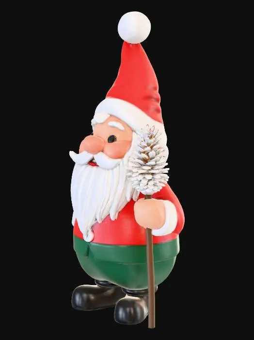 3D model for make me a Christmas gnome that is a little chubby, fat cheeks and long hair. big smile