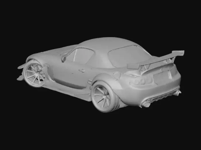 3D model for body kit for mx5 na mk1 that I can print to fit and strong enough to use. optimized downforce for hill climb. colour pearlescent red with gold flecks. active wings double rear wing