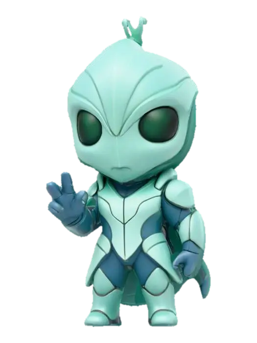 Chibi Alien Hero - Variant 3D model, vytvořený pomocí AI