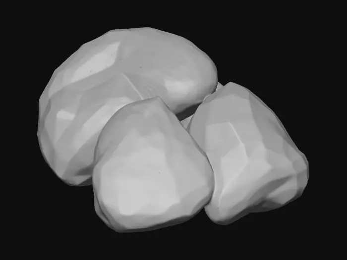 3D model for crée moi des pierres qui pourrait se trouver sur une autre planète, elle seront de couleur fer bleutée et très réalistes