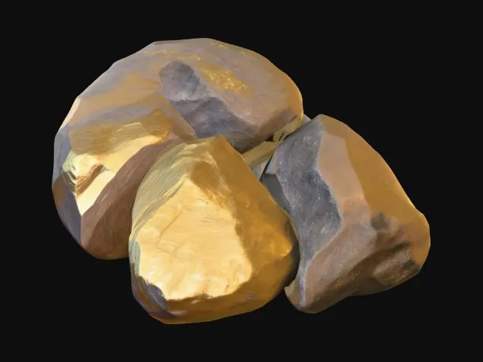 3D model for crée moi des pierres qui pourrait se trouver sur une autre planète, elle seront de couleur fer bleutée et très réalistes