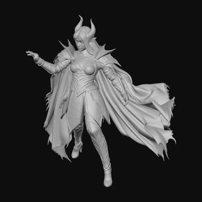 3D model for a warrior, girl , 4k , darkhero , dark elf, muscle, masterpiece